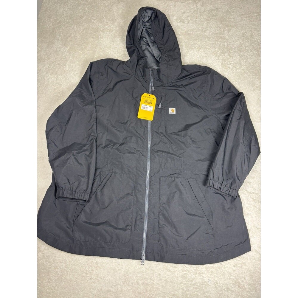 New Carhartt Jacket Womens 3X 24w-26W Rain Defender Black Jacket Coat OC4221-W